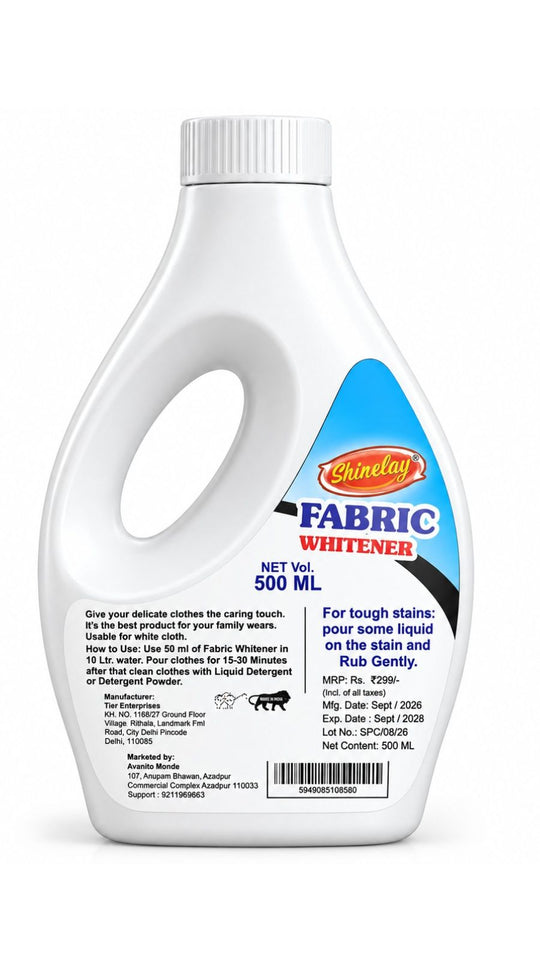 Fabric Whitener – Powerful Fabric Whitening Solution for White Clothes, Tough Stains & Laundry Care – 500 ML
