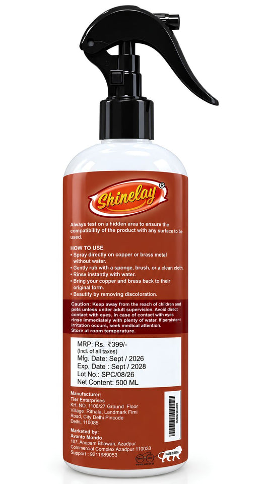 Instant Brass & Copper Cleaner – Powerful Tarnish, Stain & Dirt Remover for Brass, Copper Utensils, Metalware & Kitchen Items – 500 ML