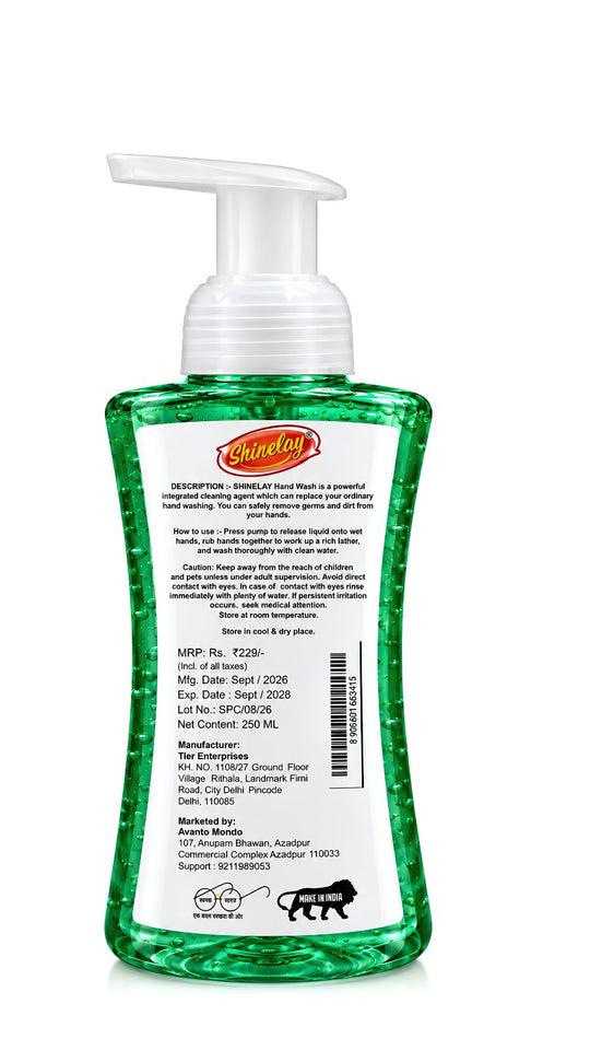 Shinelay Foaming Coconut & Aloevera Hand Wash - 10X Better Cleaning Hand Wash for Effective Hand Hygiene - 2 x 250 ML