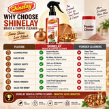 Shinelay Instant Brass & Copper Cleaner - Powerful Tarnish, Stain & Dirt Remover for Brass, Copper Utensils, Metalware & Kitchen Items - 2 x 500 ML