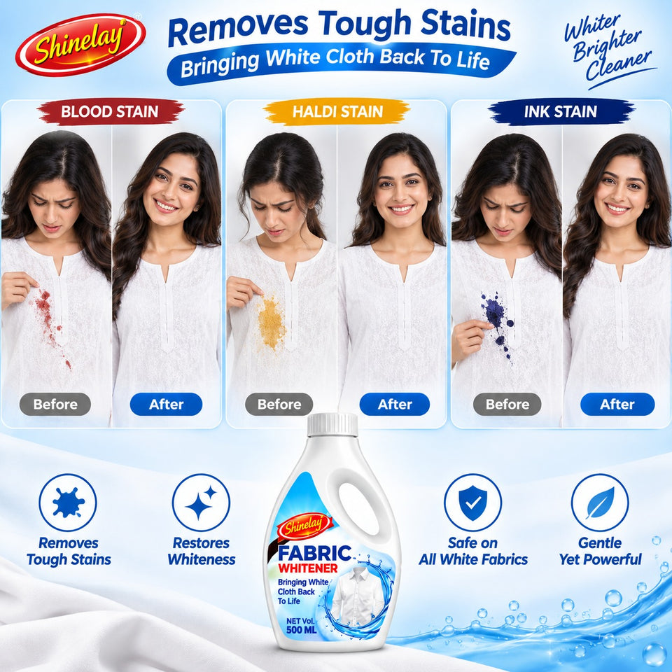 Fabric Whitener – Powerful Fabric Whitening Solution for White Clothes, Tough Stains & Laundry Care – 500 ML