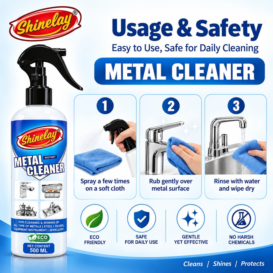 Instant Metal Cleaner – Powerful Cleaner for All Types of Metals, Steel, Silver, Equipment, Instruments & Jewellery – 500 ML