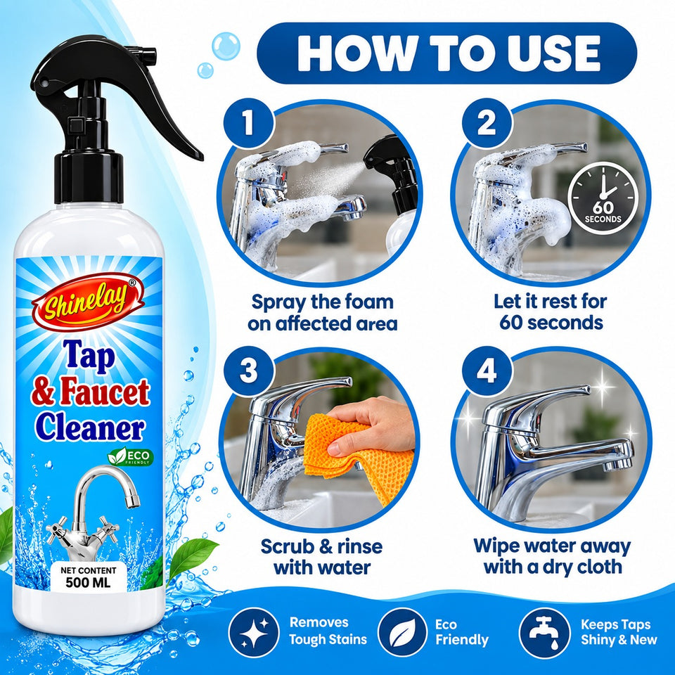 Tap & Faucet Cleaner - Advanced Water Mark, Stain & Dirt Remover for Bathroom & Kitchen - 500 ML