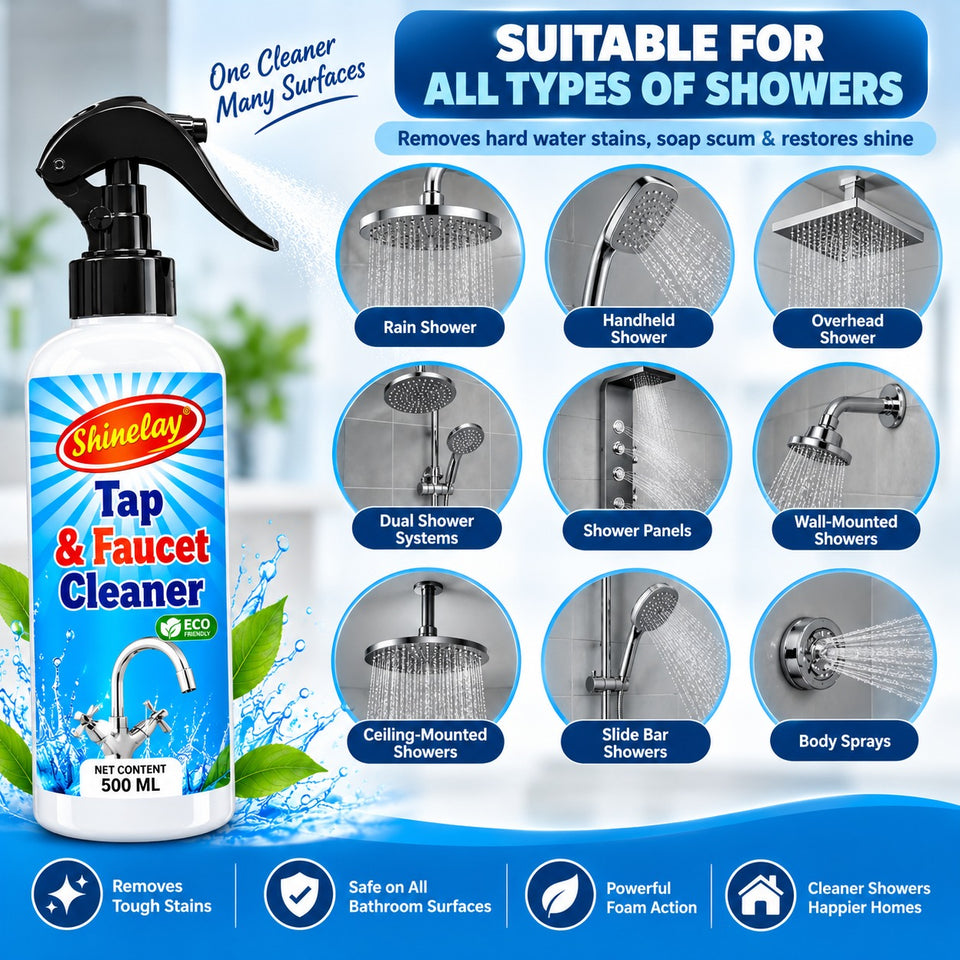 Shinelay Tap & Faucet Cleaner - Advanced Water Mark, Stain & Dirt Remover for Bathroom & Kitchen - 2 X 500 ML
