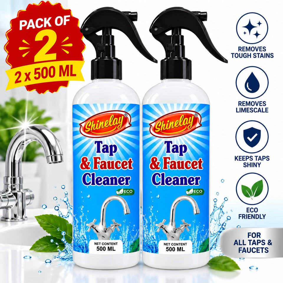 Shinelay Tap & Faucet Cleaner - Advanced Water Mark, Stain & Dirt Remover for Bathroom & Kitchen - 2 X 500 ML