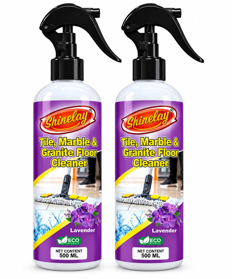 Shinelay Tile, Marble & Granite Floor Cleaner - Powerful Floor Cleaner for Tiles, Marble, Granite & Hard Surfaces - Lavender - 2 x 500 ML