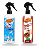 Shinelay Tap & Faucet Cleaner + Instant Brass & Copper Cleaner - Water Mark, Stain, Dirt & Tarnish Remover for Bathroom, Kitchen, Brass & Copper Items - 2 x 500 ML