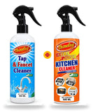 Shinelay Tap & Faucet Cleaner + Extra Power Kitchen Cleaner - Water Mark, Stain, Dirt, Grease & Oil Remover for Bathroom, Kitchen & Appliances - 2 x 500 ML