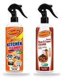 Shinelay Extra Power Kitchen Cleaner + Instant Brass & Copper Cleaner Combo - Grease, Stain & Tarnish Remover - 2 x 500 ML
