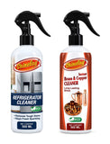 Shinelay Refrigerator Cleaner + Instant Brass & Copper Cleaner Combo - Tough Stain, Dirt, Grease & Tarnish Remover for Refrigerator, Fridge, Brass & Copper Items - 2 x 500 ML
