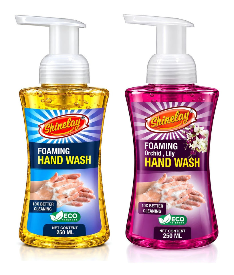 Shinelay Foaming Hand Wash + Orchid & Lily Foaming Hand Wash Combo - 10X Better Cleaning & Effective Hand Hygiene - 2 x 250 ML