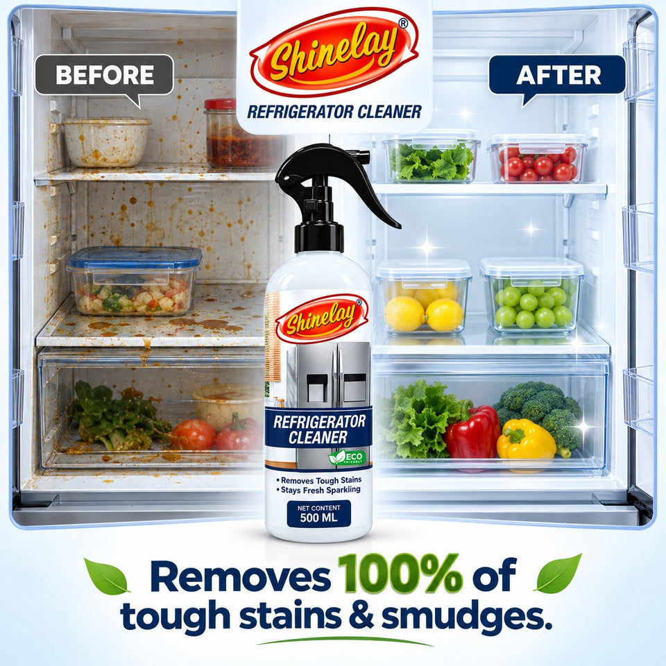 Shinelay Refrigerator Cleaner + Tile, Marble & Granite Floor Cleaner Combo - Tough Stain, Dirt & Grime Remover for Refrigerator, Fridge & Hard Floor Surfaces - 2 x 500 ML