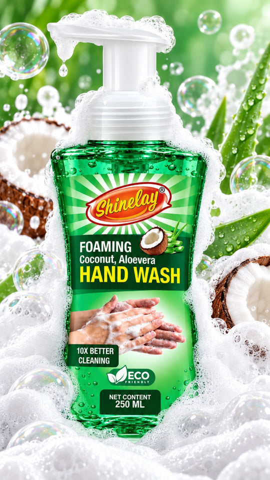 Shinelay Foaming Coconut & Aloevera Hand Wash - 10X Better Cleaning Hand Wash for Effective Hand Hygiene - 250 ML